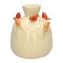 Ballongflaska BIRDIE i keramik, med 3D-fåglar, beige-röd-orange, 22,5cm, Ø19cm