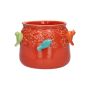 Kruka BIRDIE i keramik, med 3D-fåglar, röd-blå-grön-orange, 11cm, Ø13,5cm
