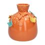 Ballongflaska KIMANA i keramik, 3D-fjärilar och sländor, orange-gul-blå, 16cm, Ø14cm