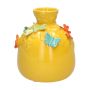 Ballongflaska KIMANA i keramik, 3D-fjärilar och sländor, gul-blå-grön-orange, 16cm, Ø14cm