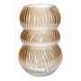 Blomvas ORLUNE i glas, med räfflor, bärnstensfärgad med iriserande effekt, 24cm, Ø15,7cm