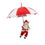 Hängande jultomte SISSON med paraply, LED-lampor, röd-vit, 77cm, Ø70cm