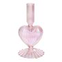 Glasljusstake ELIZZA i hjärtform, med fot, iriserande-ljusrosa, 8,5x8,5x16,5cm