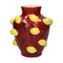 Dekorationsvas JULLA av dolomit, 3D-citroner, röd-gul, 25,7cm, Ø22,5cm