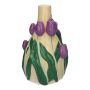 Blomvas LIMEA av dolomit, 3D-tulpaner, beige-lila-grön, 21,6cm, Ø13,3cm