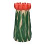 Blomvas LIMEA av dolomit, 3D-tulpaner, beige-röd-grön, 24,5cm, Ø12,5cm