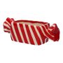 Kruka Bonbon AMIEL i keramik, med sneda linjer, röd-vit, 22,2x8,9x7,1cm