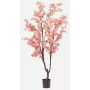 Konstgjord körsbärsblomstrande träd JANKFUN med blommor, konstgjord stam, rosa, 210cm