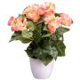 Konstgjord begonia SYLINA, vit dekorativ kruka, rosa, 35cm
