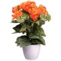 Konstgjord begonia SYLINA, vit dekorativ kruka, orange, 35cm