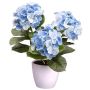 Dekorativ blomma hortensia SLORFIN i vit dekorativ kruka, blå, 30cm