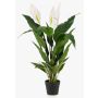 Konstgjord enbladig växt RANIESO, dekorativ kruka, blommor, vit, 90cm