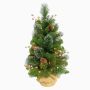Konstgjord gran WISCONSIN, jutesäck, gulddekorerad, glitter, LED-lampor, 60cm, Ø35cm