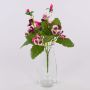 Dekorativ konstblomma, pensé BAHNY på stativ, cerise-vit, 22cm