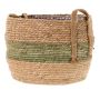 Korgkruka UPALI, flätat sjögräs, 2 bärhandtag, beige-grön, 26cm, Ø33cm