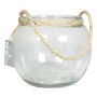 Ljusstake, kulformad vas DAVY i glas, med handtag, klar, 15cm, Ø18cm