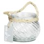 Bordslampa FIDELMA i glas, räfflad, klar, 9cm, Ø11,5cm