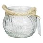 Ljusstake FIDELMA i glas, vågiga räfflor, klar, 9cm, Ø11,5cm