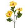 Konstgjord hibiskusgren AMADOU med blommor, gul, 80cm