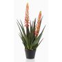 Konstgjord aloe vera SUSUMI med blommor, dekorativ kruka, orange-grön, 80cm
