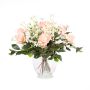 Textilrosbukett AMELIE, slöjblomma, rosa, 45cm, Ø40cm