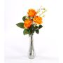 Textilrosbukett SIMONY med dekorationer, orange, 45cm, Ø20cm