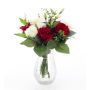 Konstgjord elegant blomsterbukett ELAYNA, röd-vit, 35cm, Ø30cm