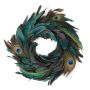 Naturdekoration med påfågelsfjädrar, krans NORDIAN, natur, Ø40cm