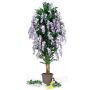 Dekorativ blåregn MALENKA, naturliga stammar, med blommor, lila, 250cm - Tillverkad i Italien