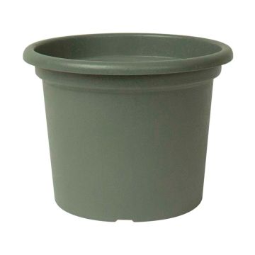 Rund blomkruka VENERA av återvunnen plast, med hål, salviagrön, 26cm, Ø35cm