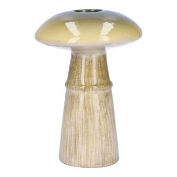 Keramikvas PELISCHA, svampformad, grön-krämfärgad, 15cm, Ø10cm