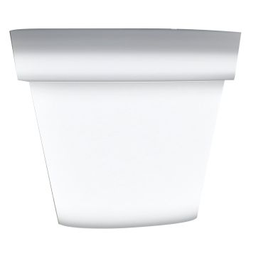 Blomkruka NALVEN av plast, med LED-belysning, vit, 89cm, Ø100cm