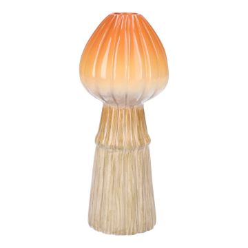 Svampvas RADOMILA, keramik, räfflad, orange-beige, 18cm, Ø7,4cm