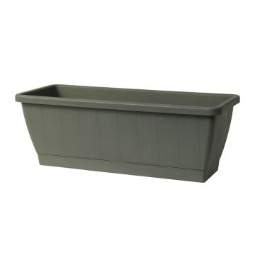 Balkongplanteringslåda OPHIRA av återvunnen plast, vattenbehållare, underlägg, salviagrön, 39x19,5x17,5cm