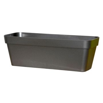 Rektangulär blomlåda VINAYA av plast, med hål, antracit, 49,5x18x16,5cm