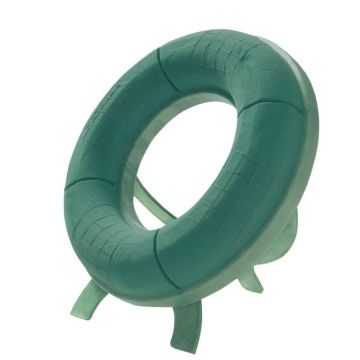 OASIS® våtsteckningsmassa krans, EcoBase hårdskumbotten, trästativ, grön, 8cm, Ø42cm