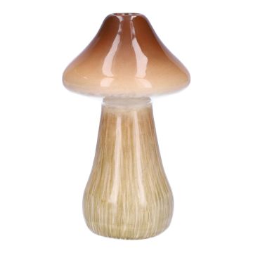 Keramikblomvas RATBURGA, svampformad, brun-beige, 16cm, Ø9cm