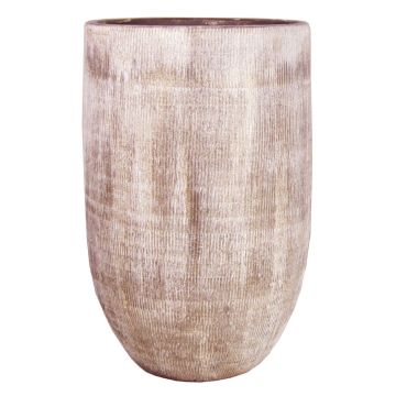 Keramikvas KAMUNI, längsgående ränder, brun, 40cm, Ø22cm