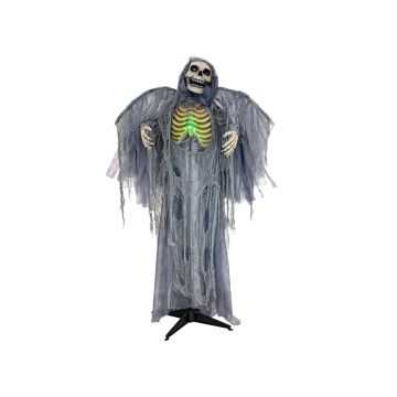 Halloween-dödsängel skelett HALDOR med vingar, rörelse- och ljudfunktion, LED-lampor, grå, 100x60x175cm Halloween-dödsängel skelett HALDOR med vingar, rörelse- och ljudfunktion, LED-lampor, grå, 100x60x175cm