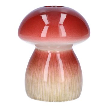 Svampformad blomvas REFELINDE, keramik, röd-beige, 12cm, Ø9,5cm