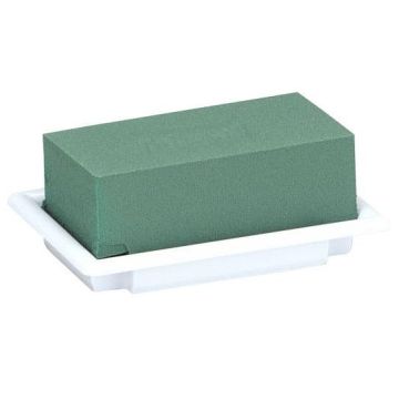 OASIS® våtsteckningsskum, rektangulärt för blomsterarrangemang, i skål av papperskomposit, vit-grön, 13x9x5cm OASIS® våtsteckningsskum, rektangulärt för blomsterarrangemang, i skål av papperskomposit, vit-grön, 13x9x5cm