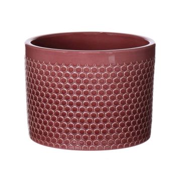 Kruka CINZIA i keramik, prickmönster, merlotröd, 25,5cm, Ø28cm