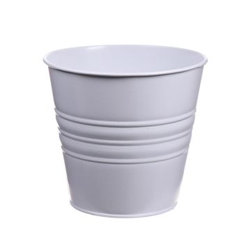 Rund zinkkruka MICOLATO med räfflor, vit, 16cm, Ø18,5cm