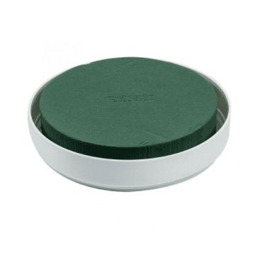 OASIS® Rund skål med våtstickskum för blomsterarrangemang, i plastskål, grön-vit, 5cm, Ø30cm OASIS® Rund skål med våtstickskum för blomsterarrangemang, i plastskål, grön-vit, 5cm, Ø30cm