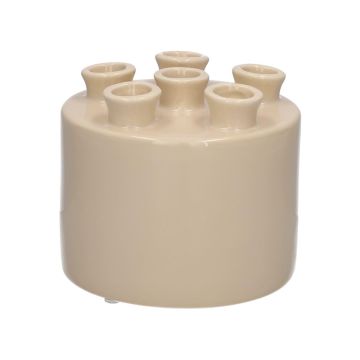 Blomvas VIVIANNE med 6 öppningar, dolomit, sand, 10,5cm, Ø12cm