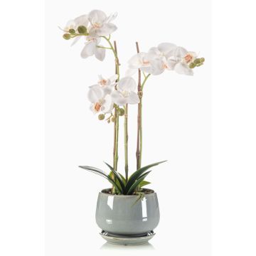 Konstgjord orkidé Phalaenopsis JOLANA i keramikkruka, vit, 45cm