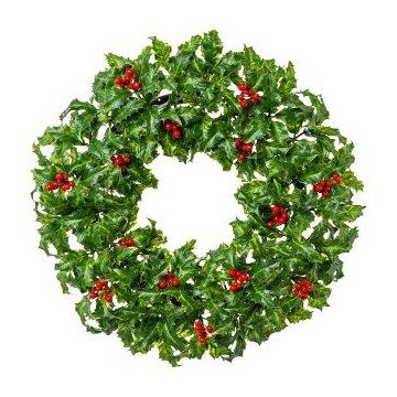 Dekorativ krans av ilex TREFO med bär, grön-röd, Ø50cm Dekorativ krans av ilex TREFO med bär, grön-röd, Ø50cm