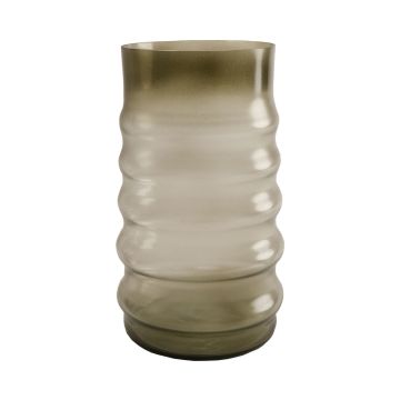 Blomvas MAKKURO, glas med räfflor, skogsgrön-klar, 23cm, Ø15cm