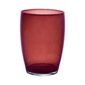 Blomvas HENRY i glas, rund, röd-klar, 20cm, Ø14cm