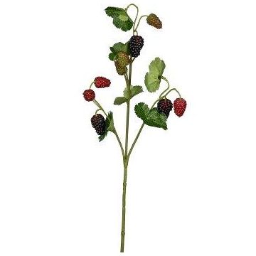 Konstgjord hallongren RAFAELLA med frukter, röd-svart, 50cm